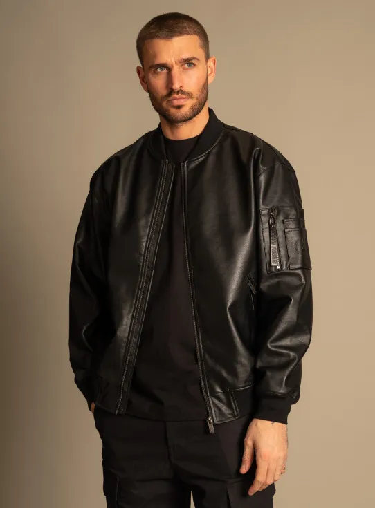 241-FAUX LEATHER BOMBER VER-J33